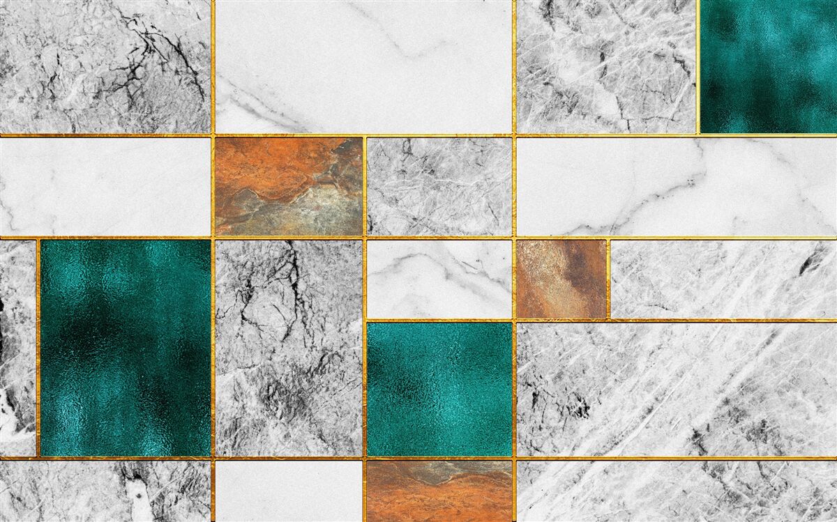 Fototapet smaraldul întâlnește mozaicul gri