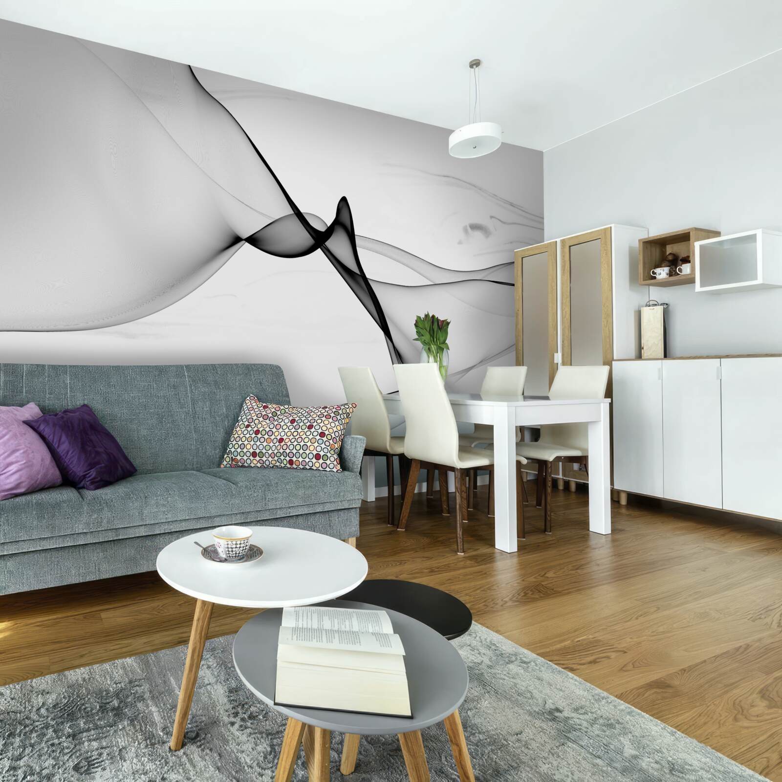 Fototapet conceptul de fum alb și negru