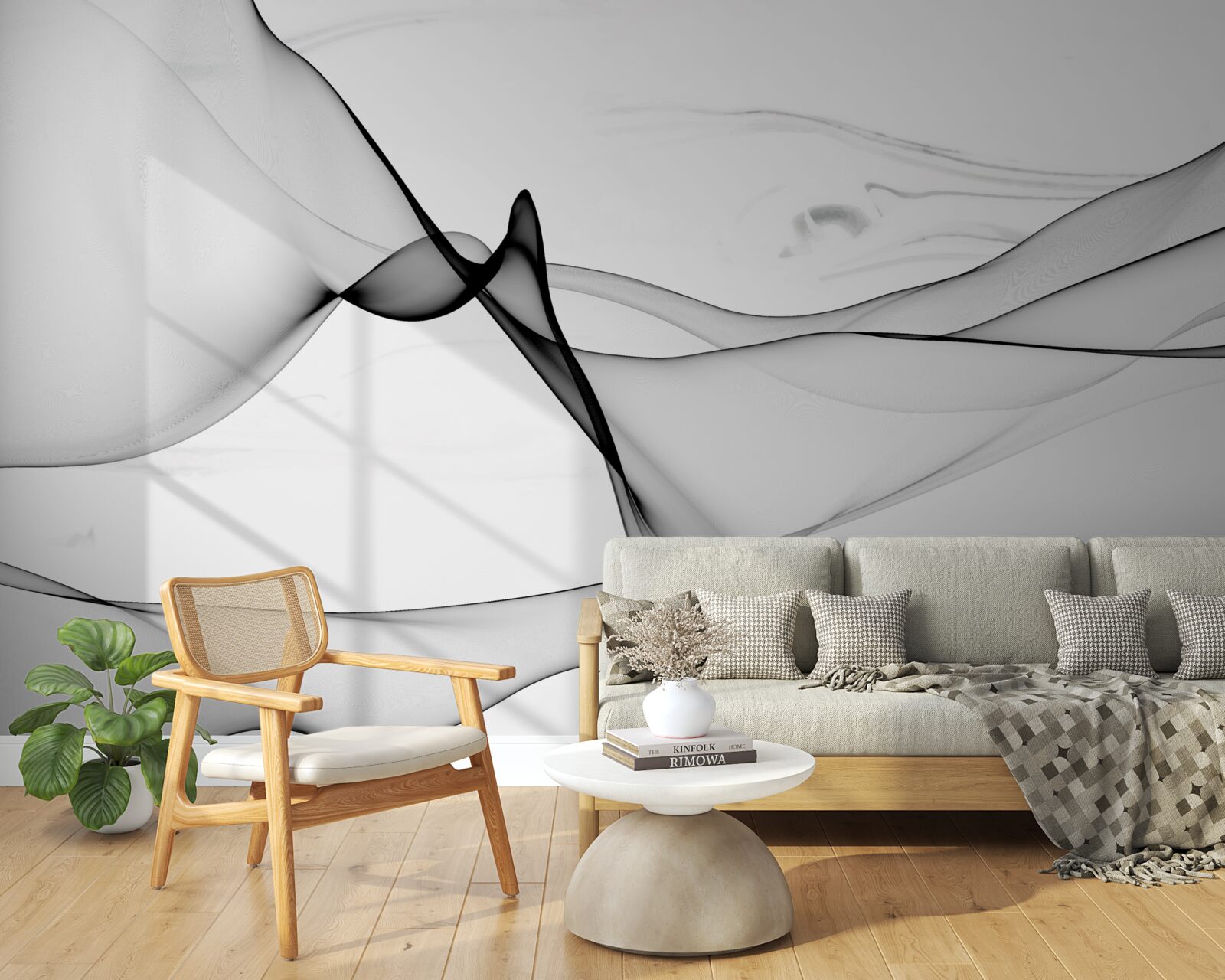 Fototapet conceptul de fum alb și negru