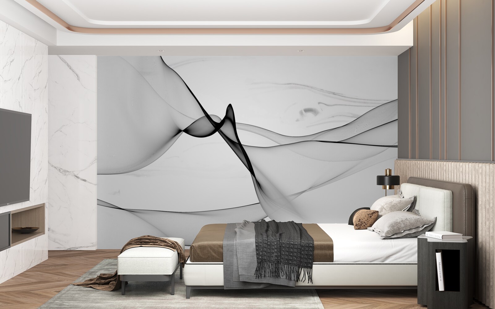 Fototapet conceptul de fum alb și negru