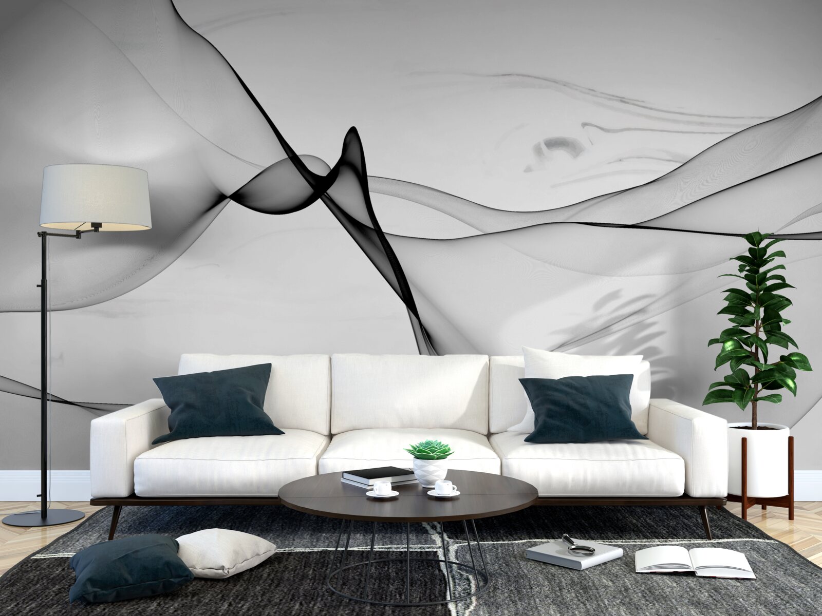 Fototapet conceptul de fum alb și negru