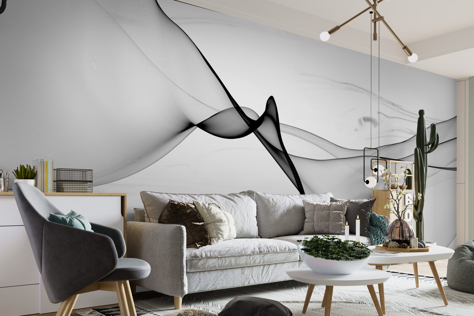 Fototapet conceptul de fum alb și negru