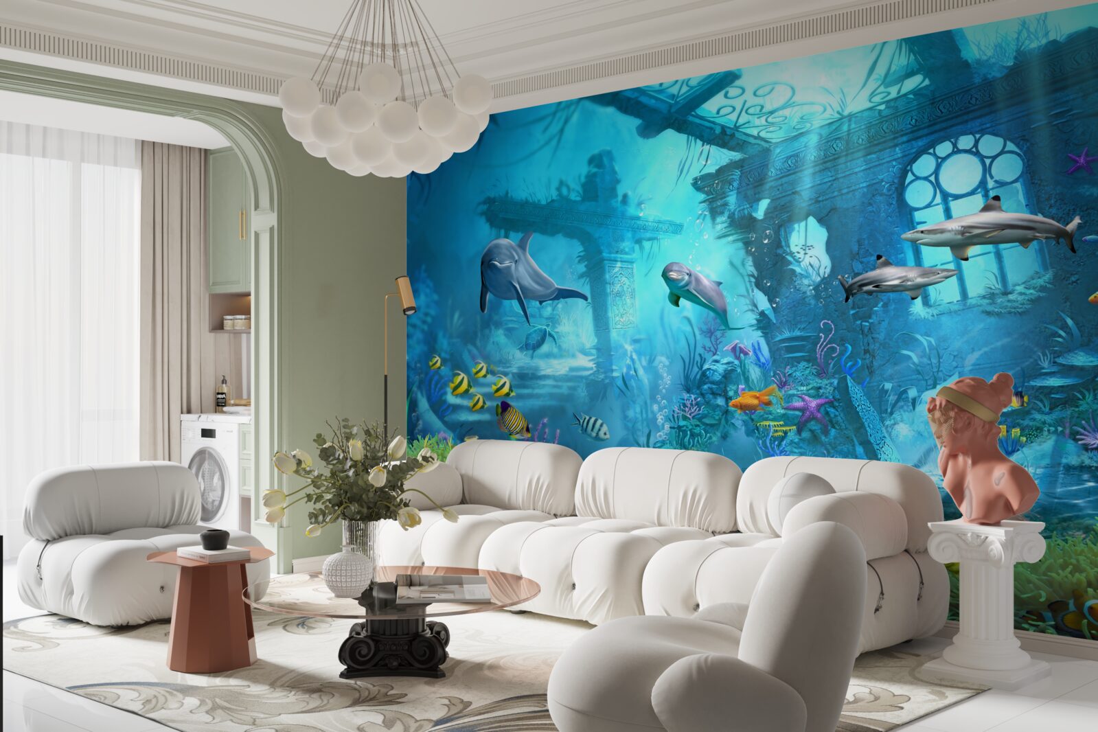 Fototapet delfini la baza mării