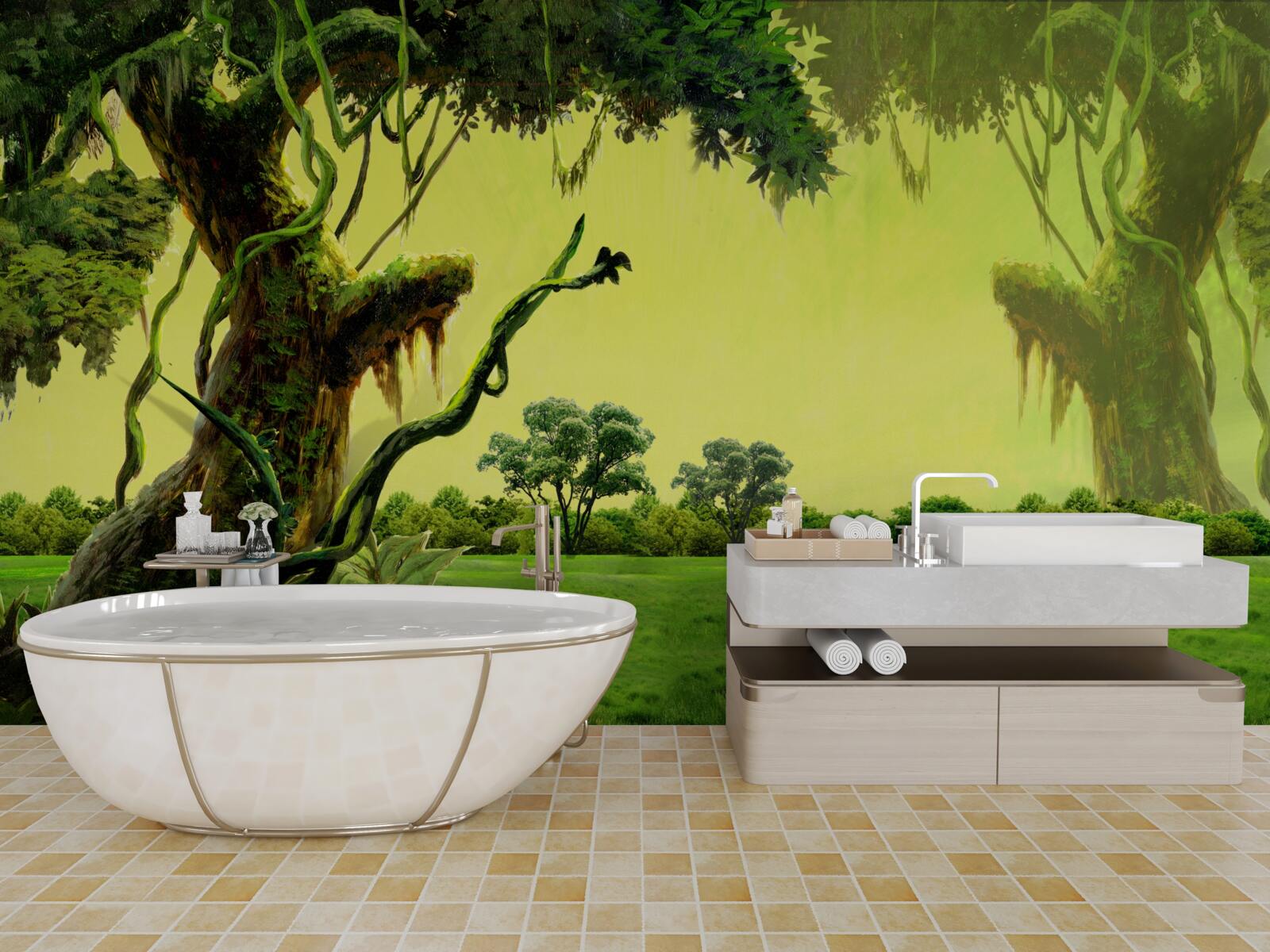 Fototapet pădure verde uluitoare