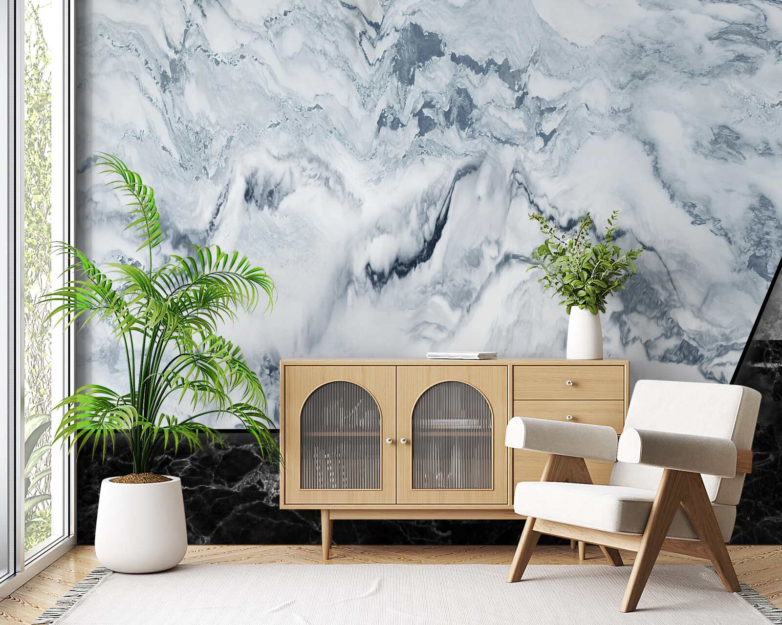 Fototapet abstracție realizată din marmură albă și neagră