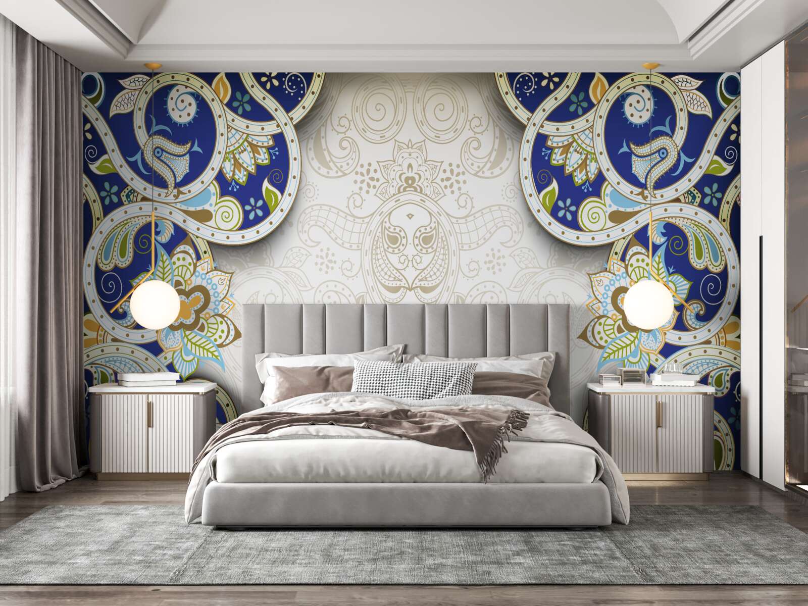 Fototapet decor în stil oriental în culori albastre