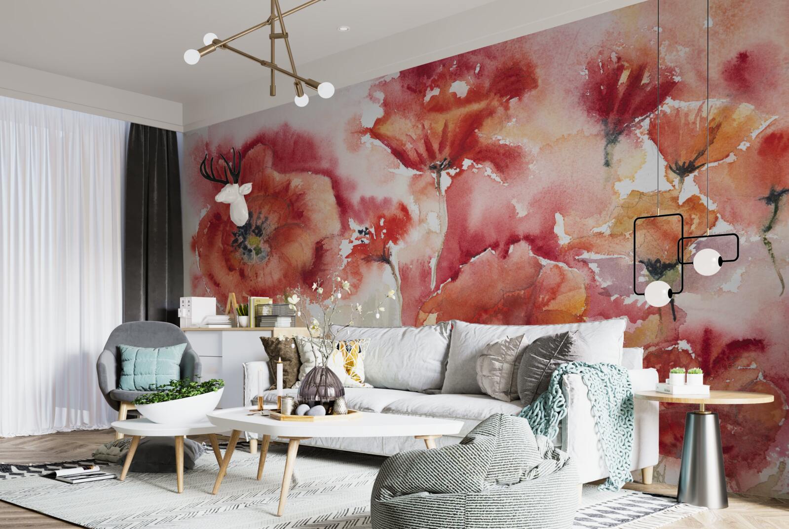 Fototapet Mari maci roșii