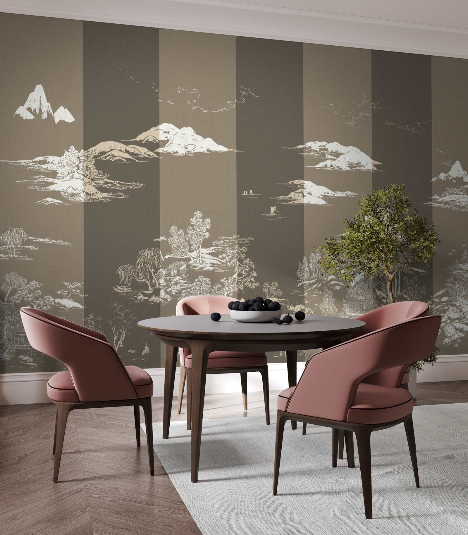 Fototapet Grădini în stil japonez și peisaje montane