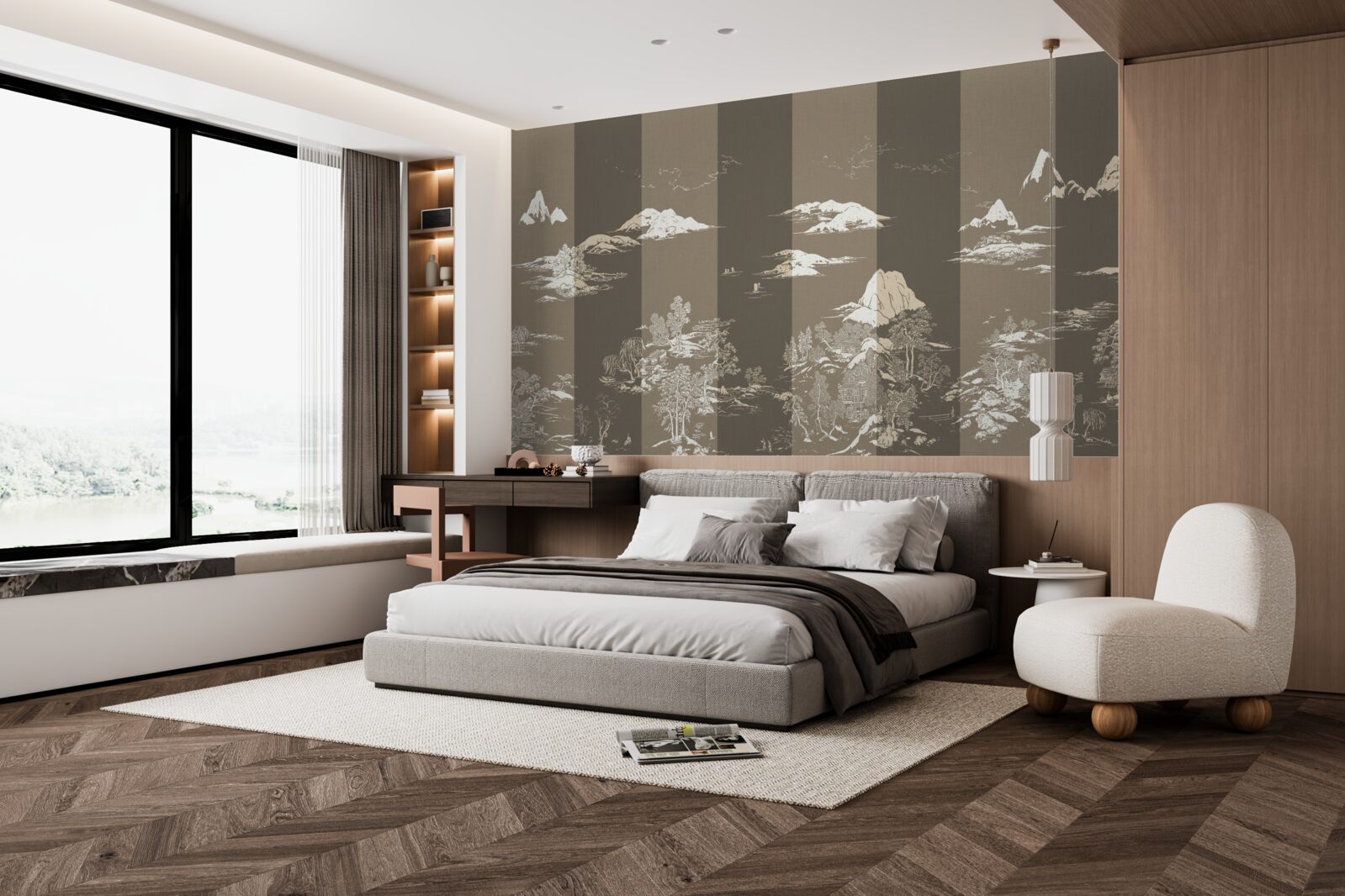 Fototapet Grădini în stil japonez și peisaje montane