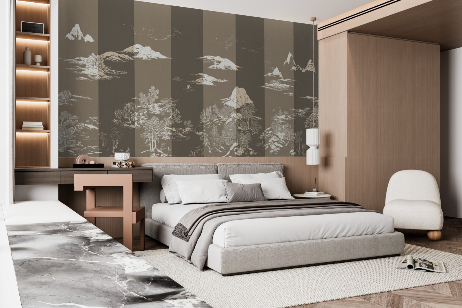 Fototapet Grădini în stil japonez și peisaje montane