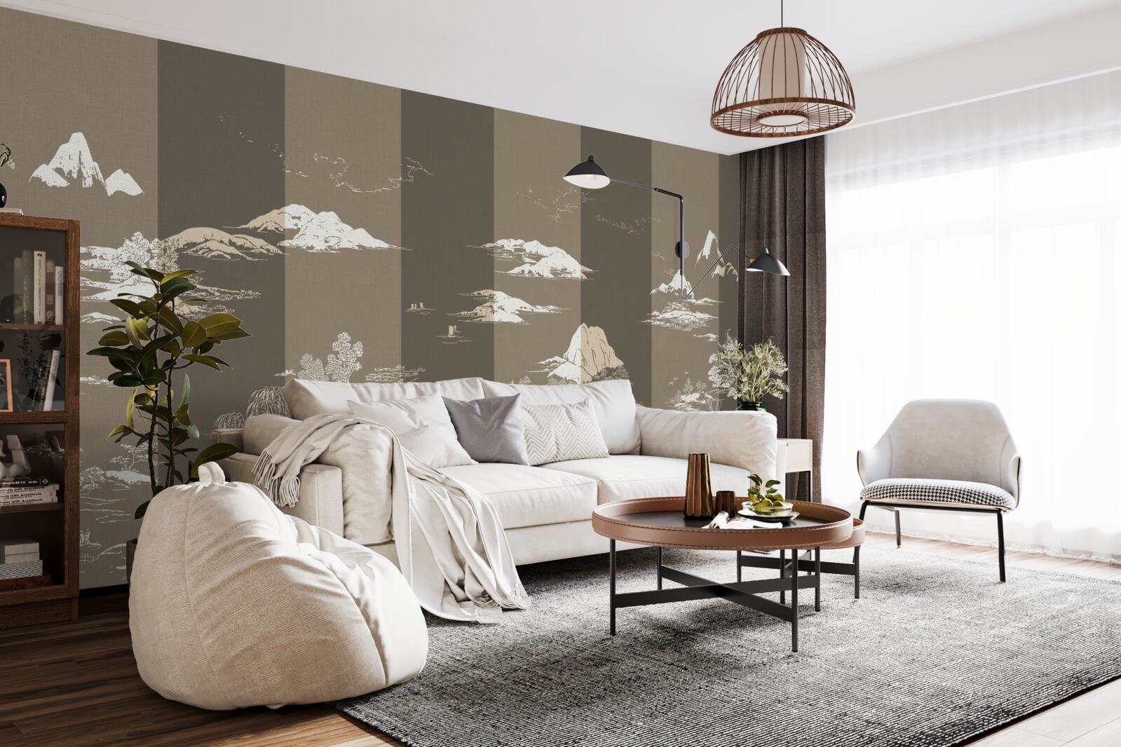 Fototapet Grădini în stil japonez și peisaje montane