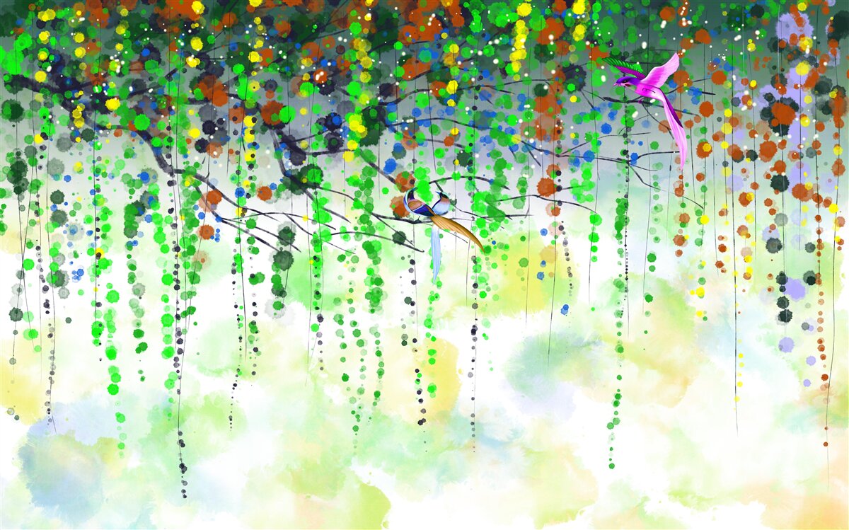 Fototapet flori bogate atârnă