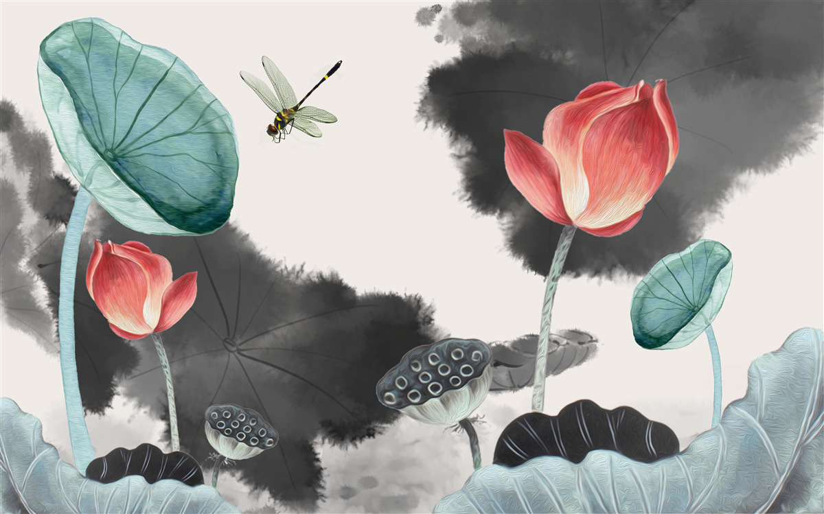 Fototapet plante mitice maiestuoase și o insectă zburătoare