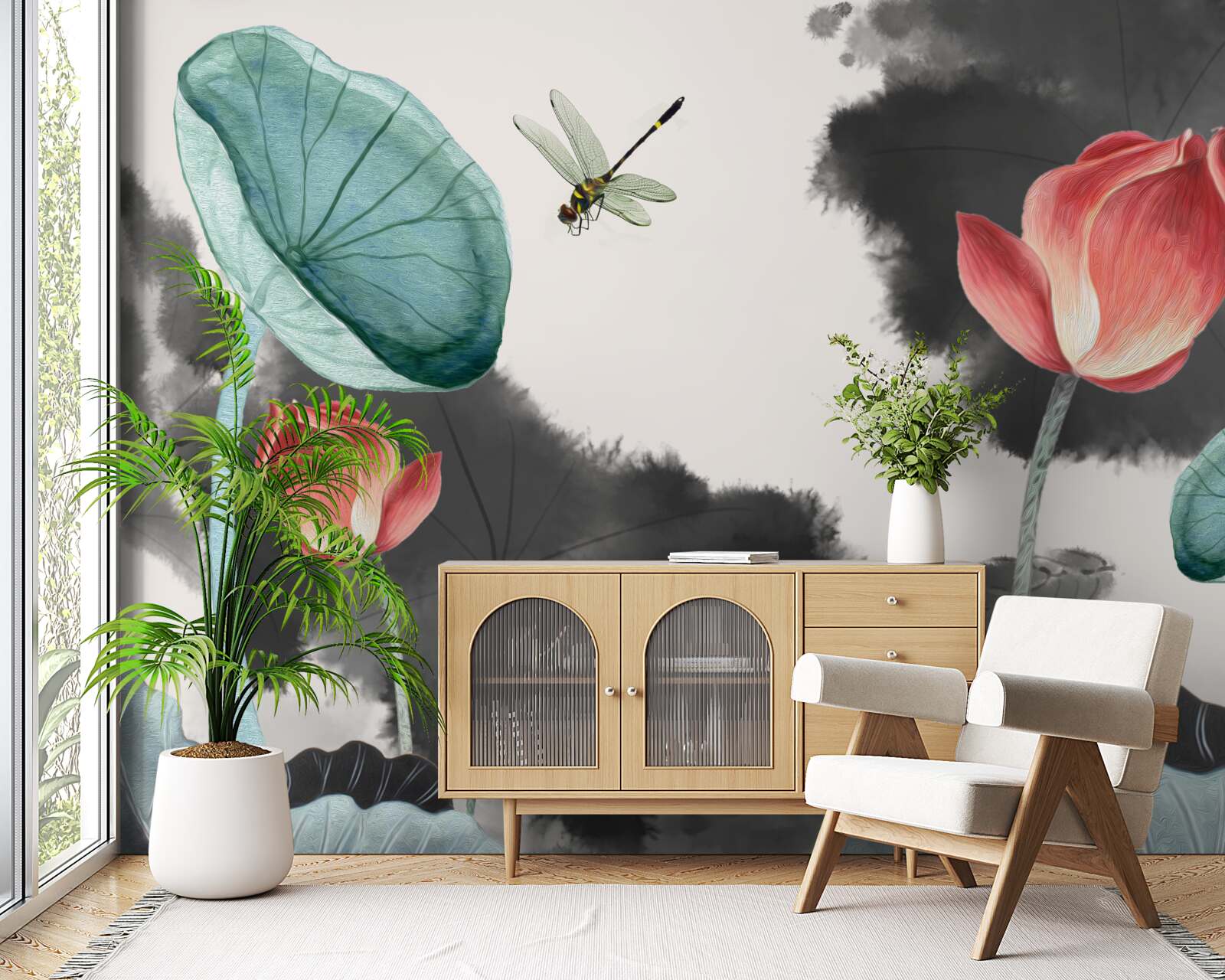 Fototapet plante mitice maiestuoase și o insectă zburătoare