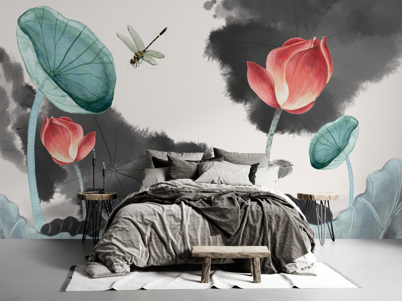 Fototapet plante mitice maiestuoase și o insectă zburătoare