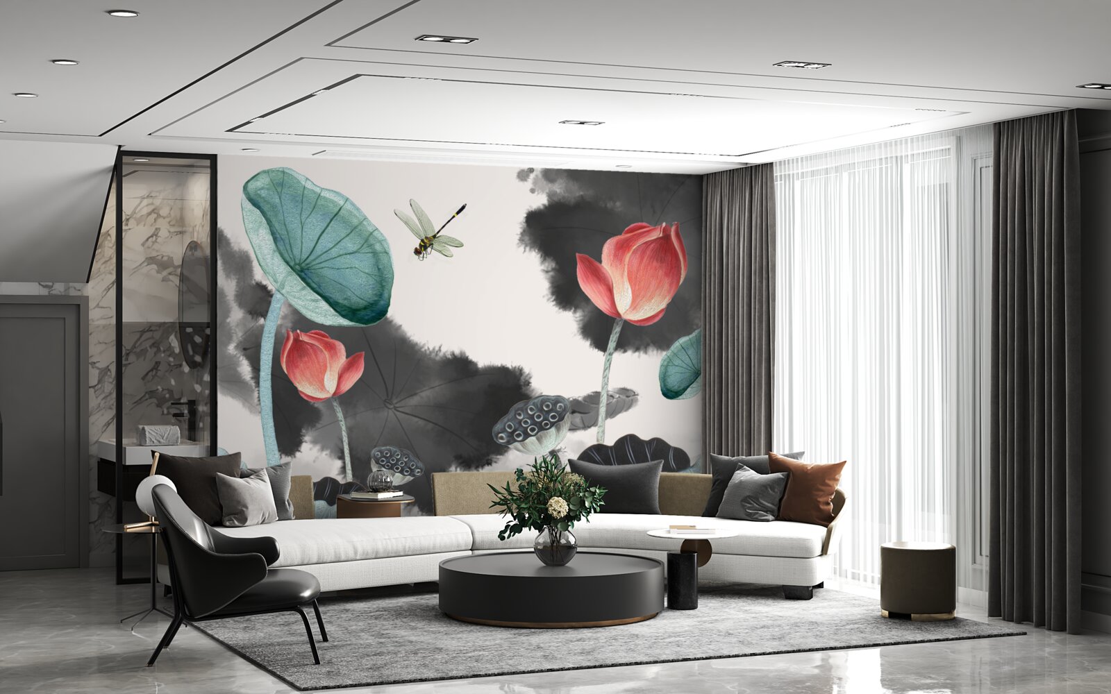 Fototapet plante mitice maiestuoase și o insectă zburătoare