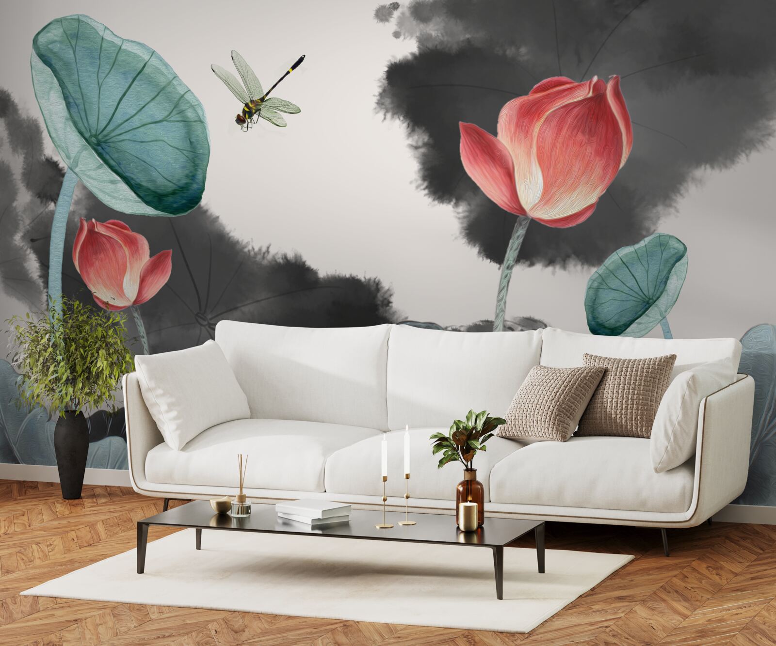 Fototapet plante mitice maiestuoase și o insectă zburătoare