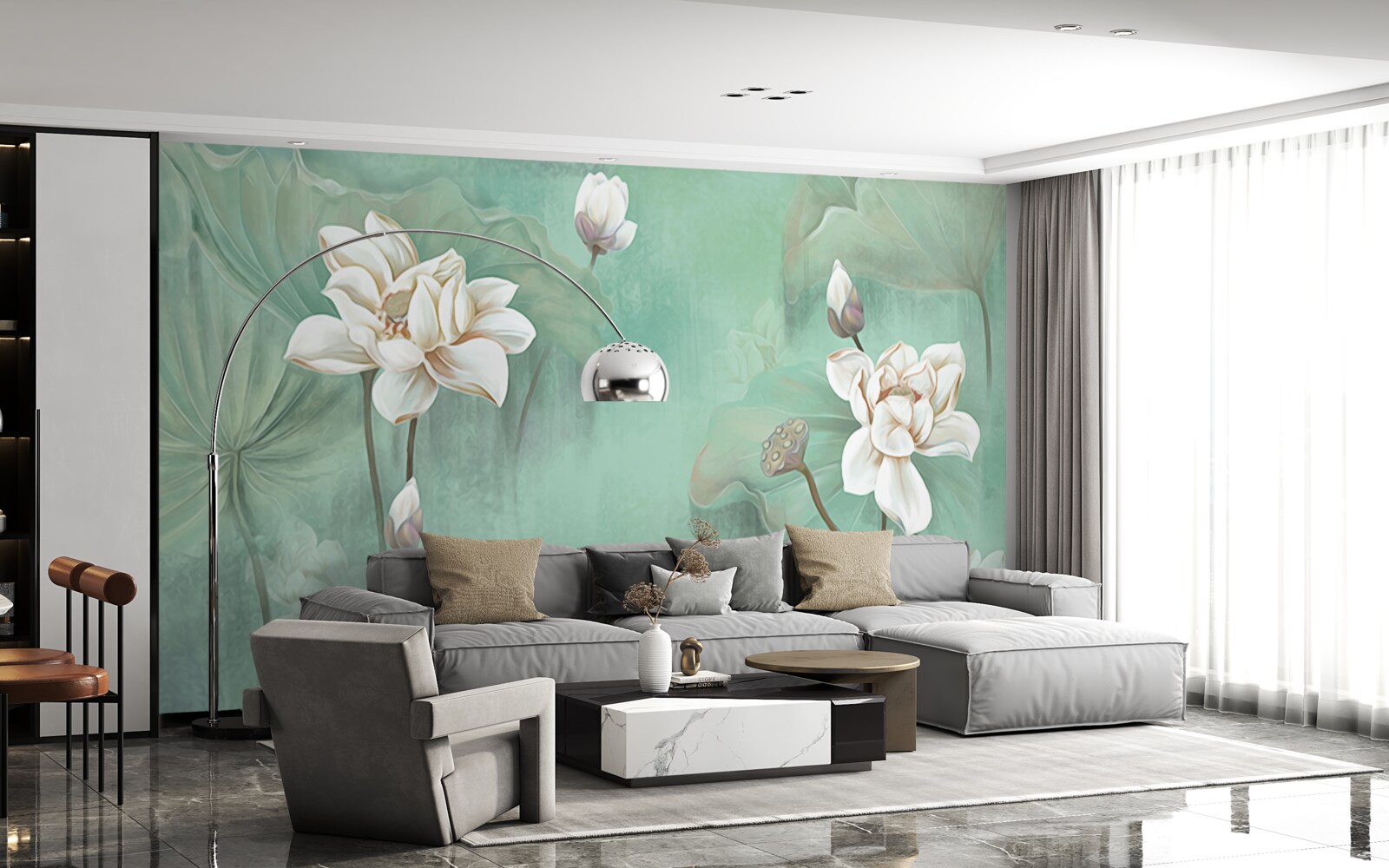 Fototapet lotusul chinezesc este alb