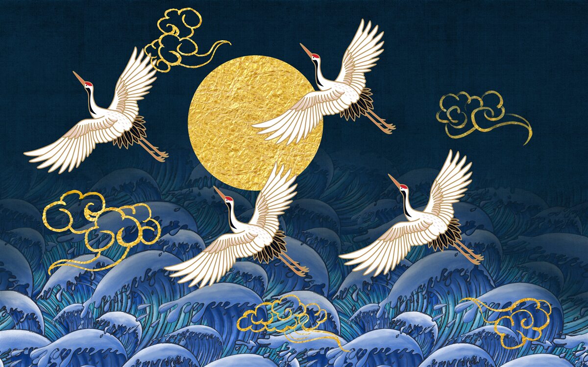 Fototapet un grup de cocori se îndreaptă spre casa lor