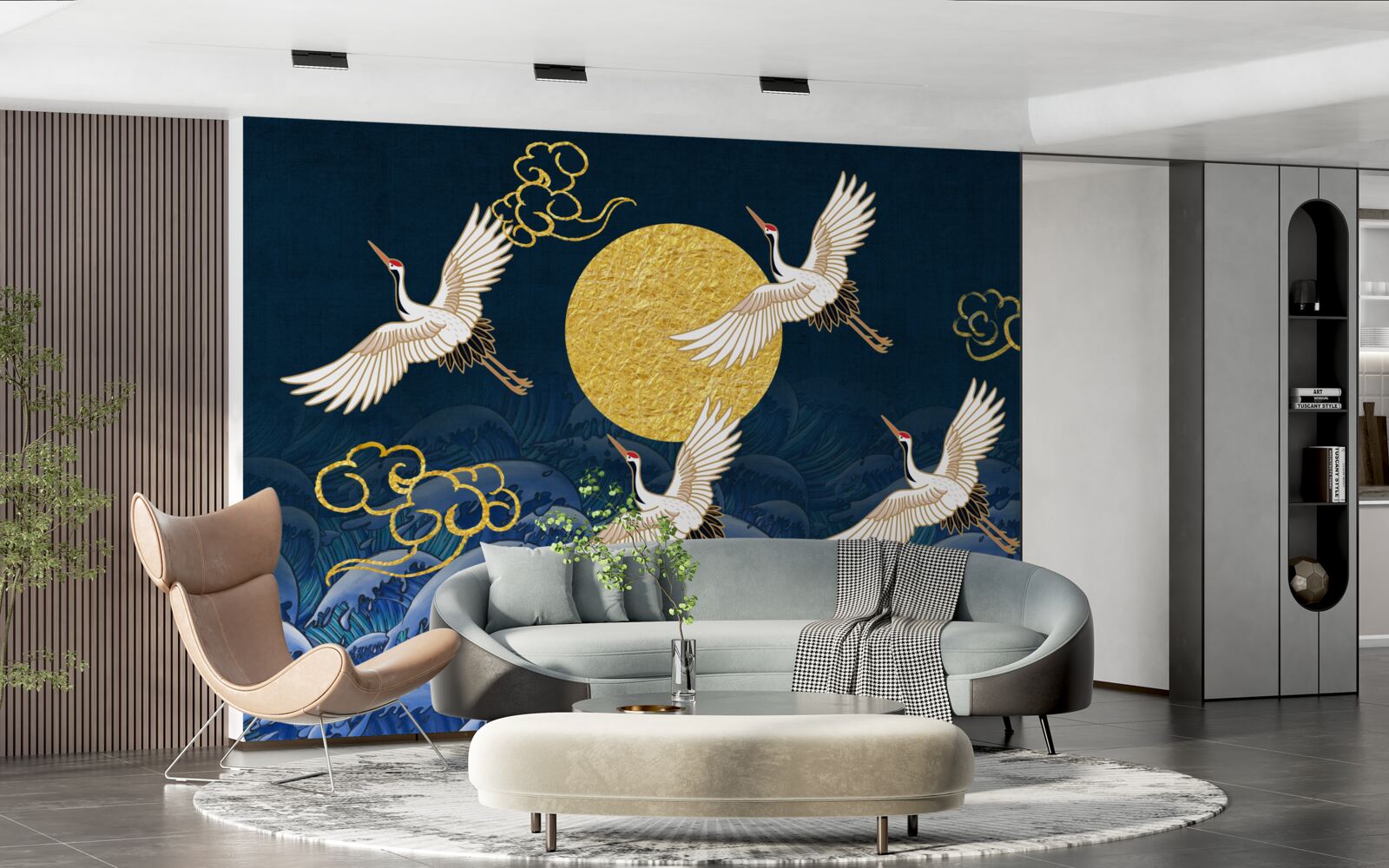 Fototapet un grup de cocori se îndreaptă spre casa lor