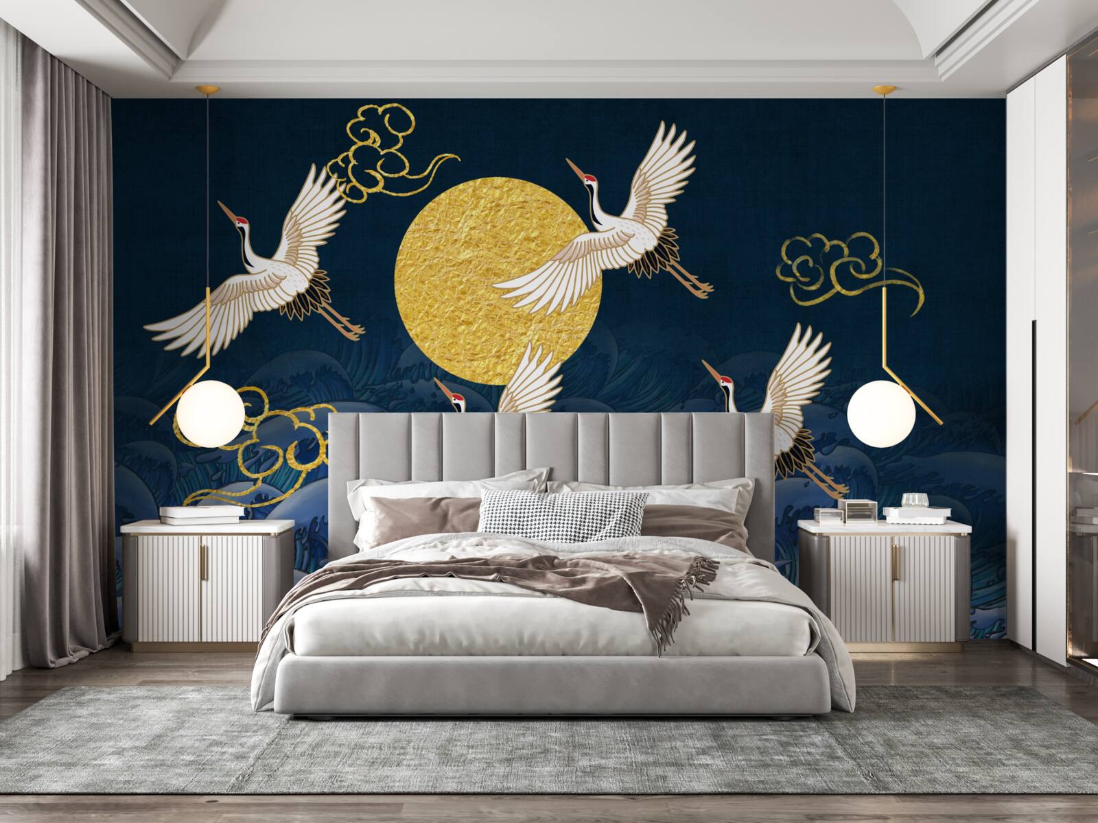 Fototapet un grup de cocori se îndreaptă spre casa lor