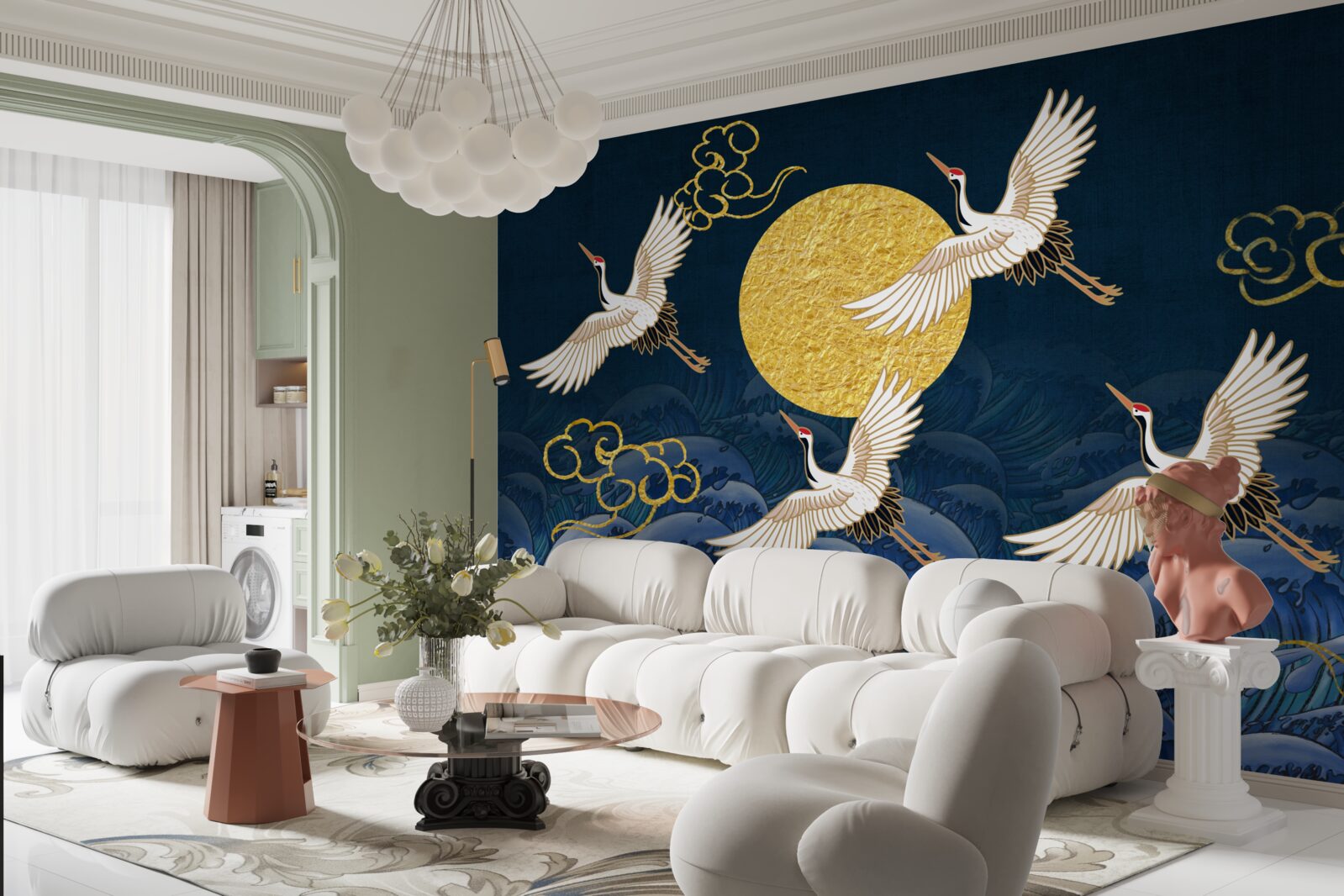 Fototapet un grup de cocori se îndreaptă spre casa lor