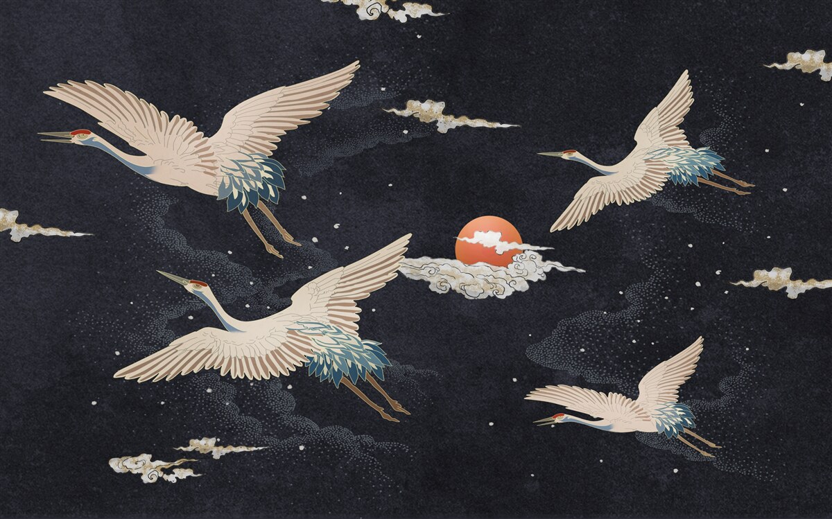 Fototapet Cocorii zboară în căutarea căldurii