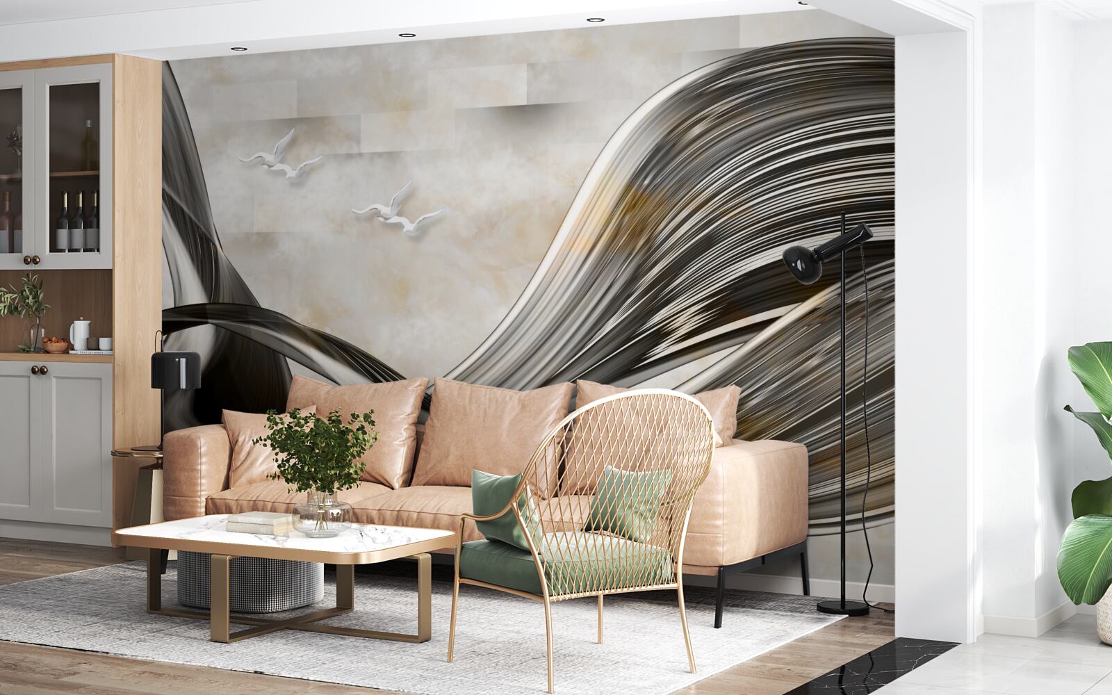 Fototapet liniile sunt netede și abstracte