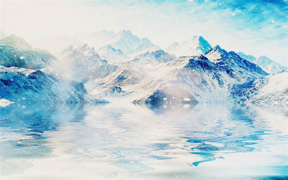 Fototapet o dimineață învăluită în frig, pe un lac înghețat