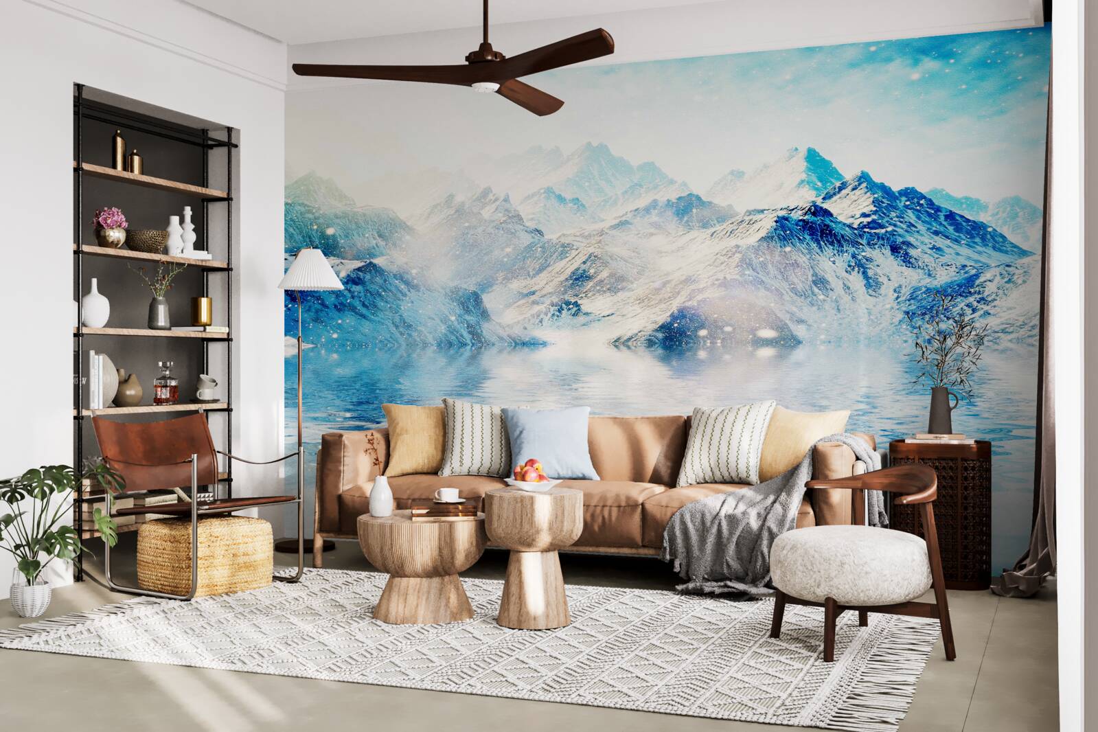 Fototapet o dimineață învăluită în frig, pe un lac înghețat