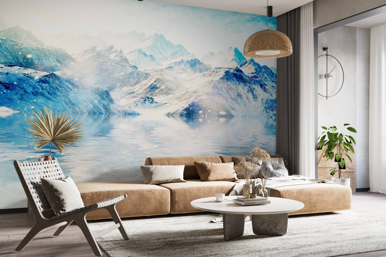 Fototapet o dimineață învăluită în frig, pe un lac înghețat