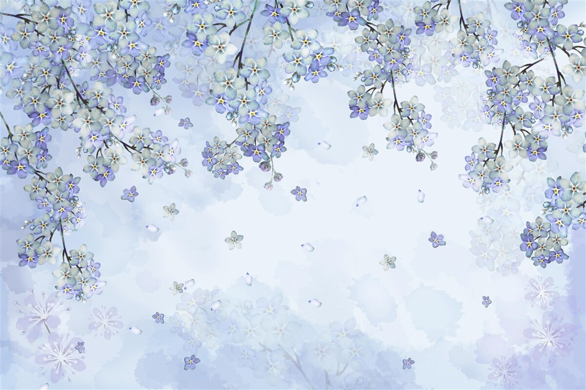 Fototapet copaci înfloriți în nuanțe de liliac