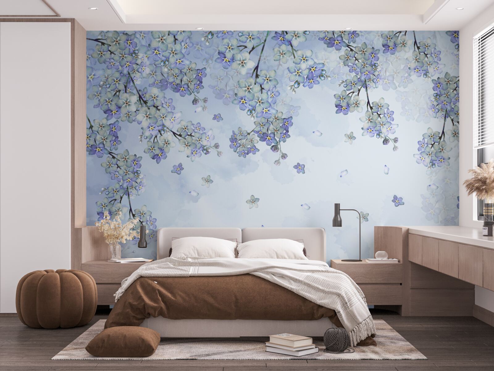 Fototapet copaci înfloriți în nuanțe de liliac