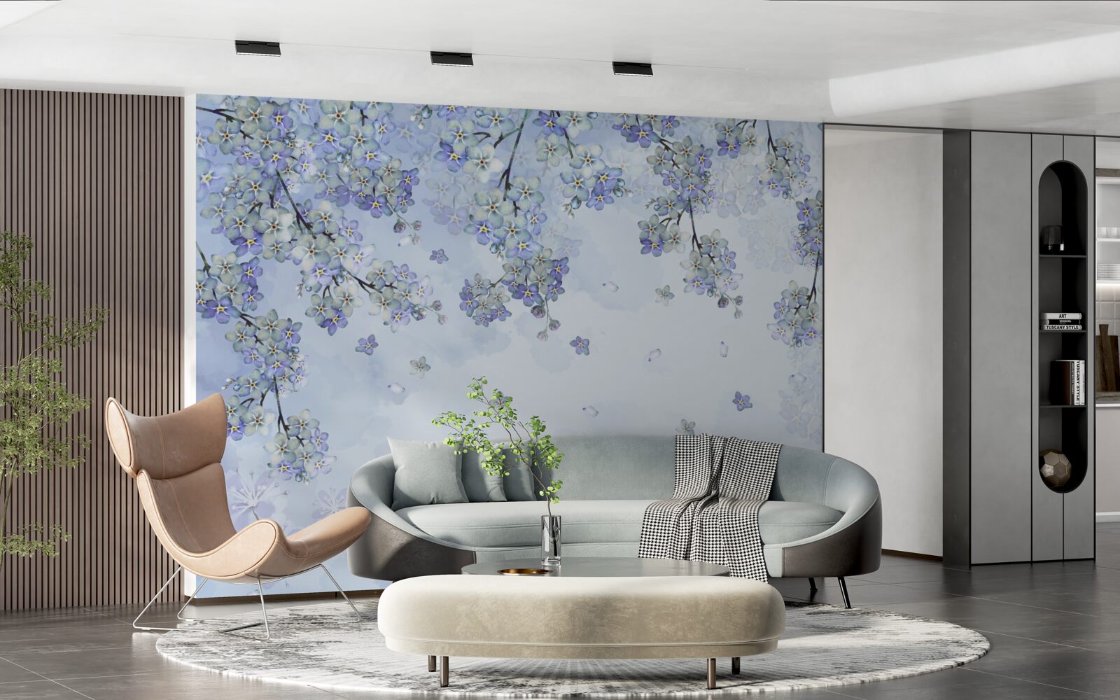 Fototapet copaci înfloriți în nuanțe de liliac