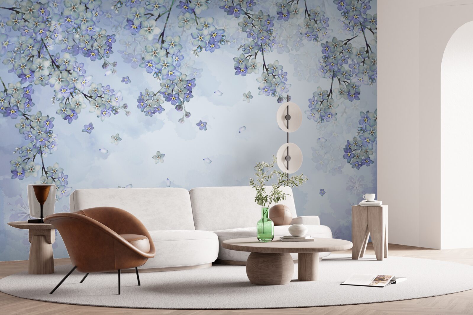 Fototapet copaci înfloriți în nuanțe de liliac