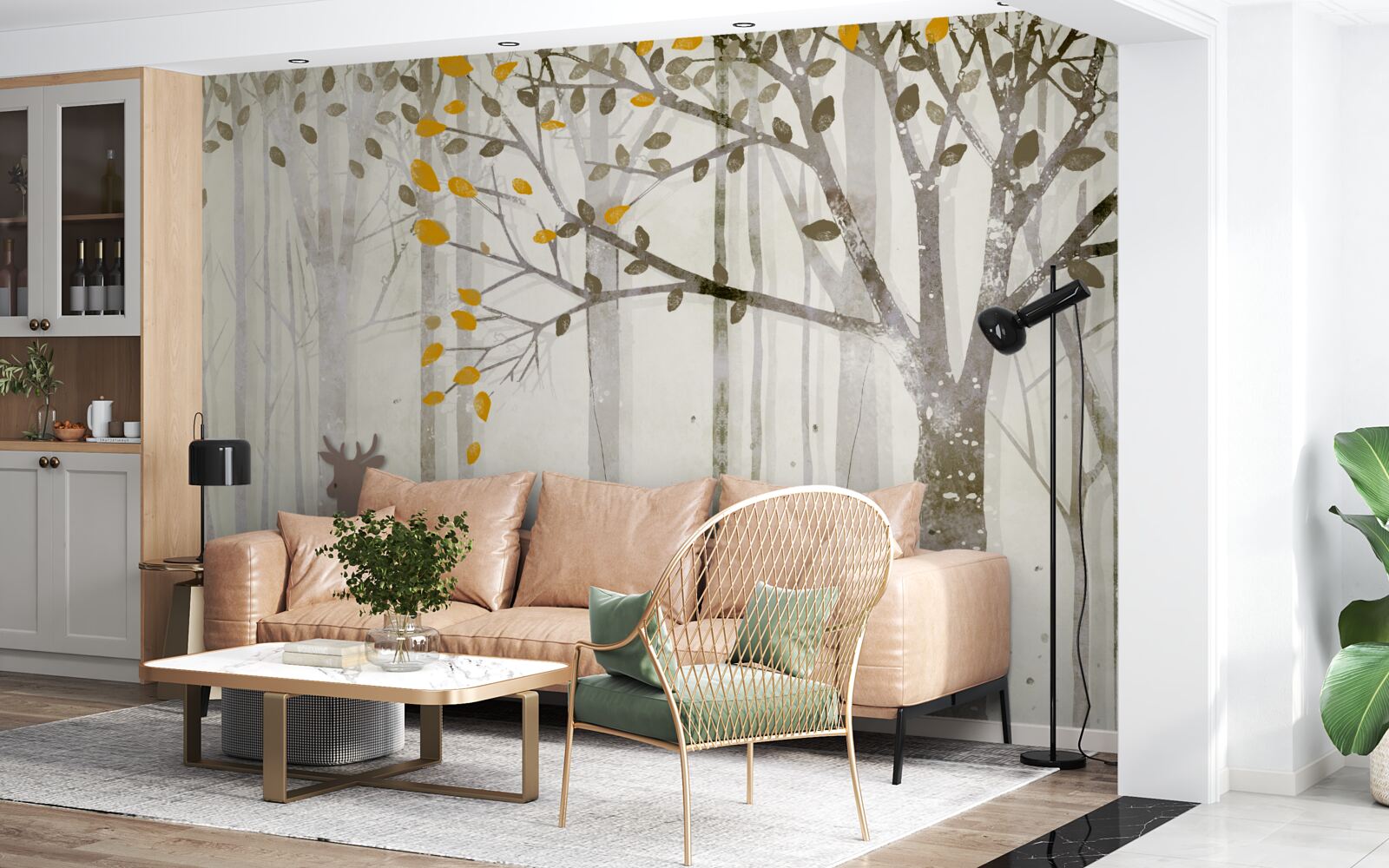 Fototapet Pădurea de toamnă, plină de frumusețe, este casa căprioarelor