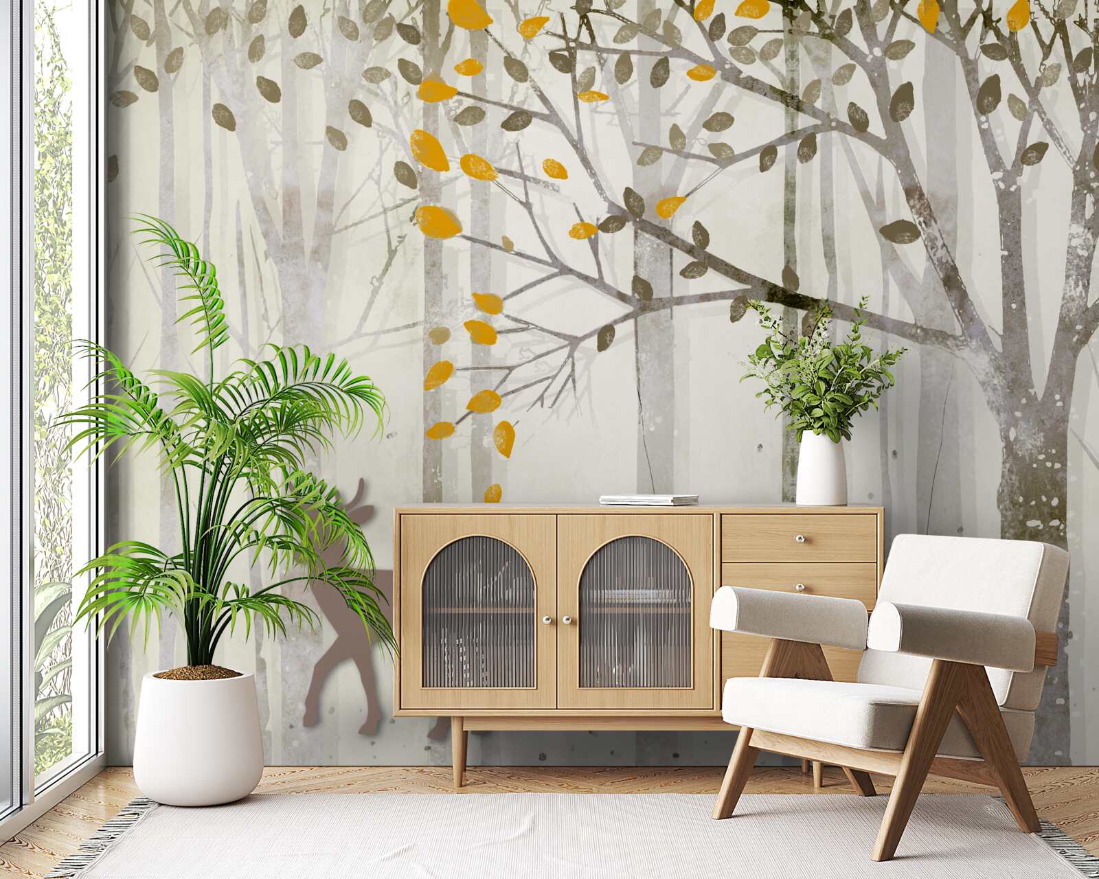 Fototapet Pădurea de toamnă, plină de frumusețe, este casa căprioarelor