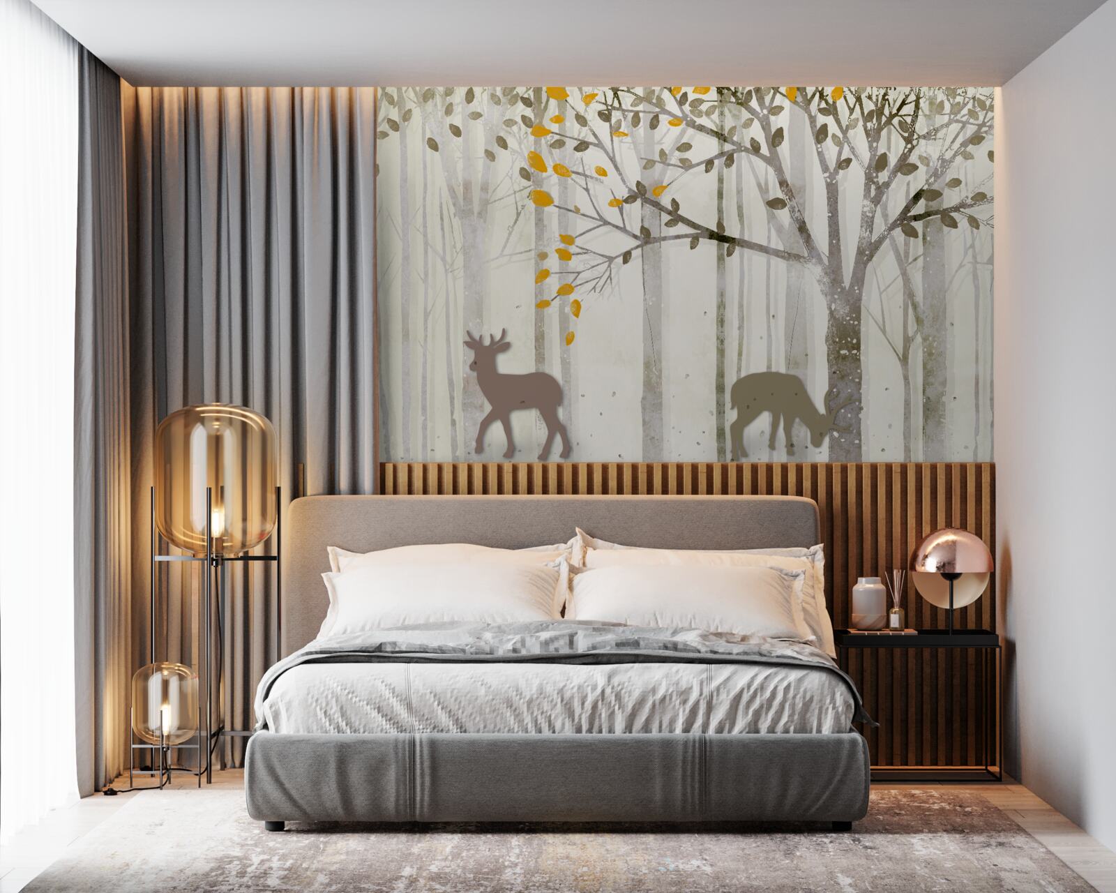 Fototapet Pădurea de toamnă, plină de frumusețe, este casa căprioarelor