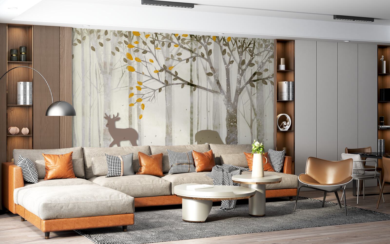 Fototapet Pădurea de toamnă, plină de frumusețe, este casa căprioarelor