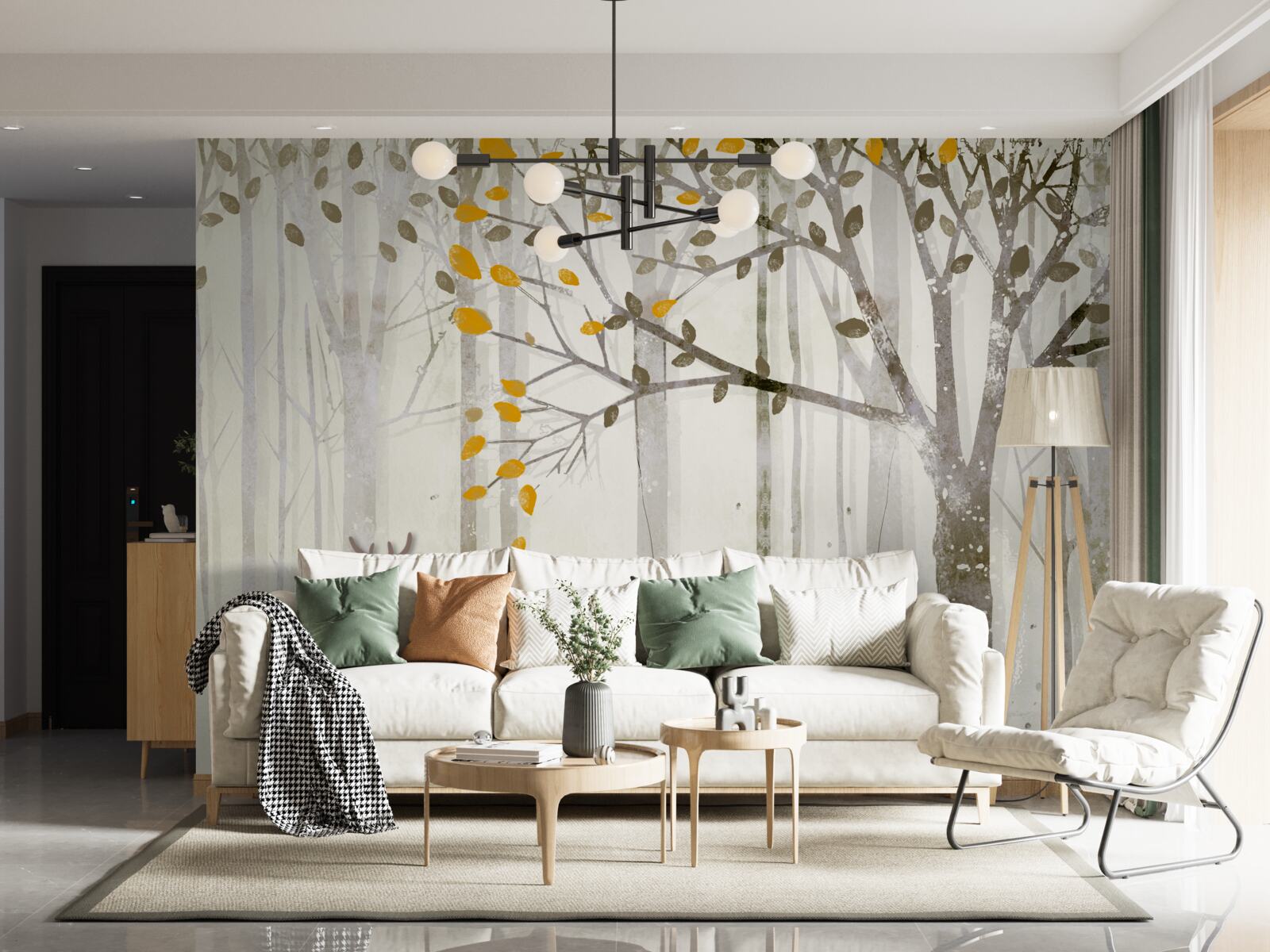 Fototapet Pădurea de toamnă, plină de frumusețe, este casa căprioarelor