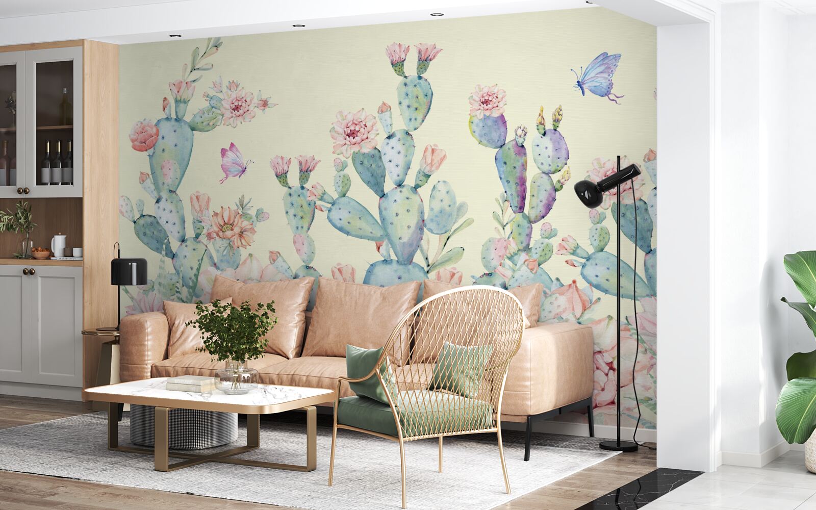 Fototapet cactus delicat în acuarelă