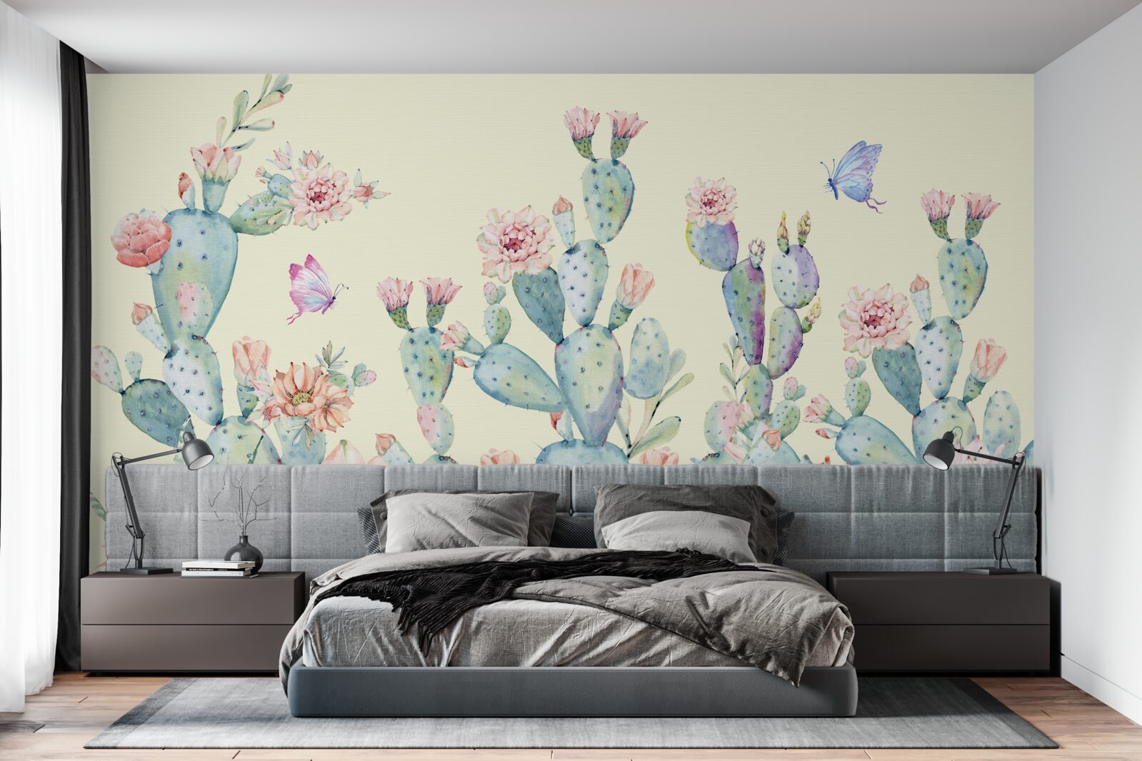 Fototapet cactus delicat în acuarelă