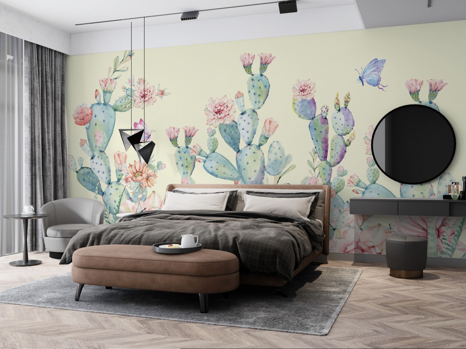 Fototapet cactus delicat în acuarelă