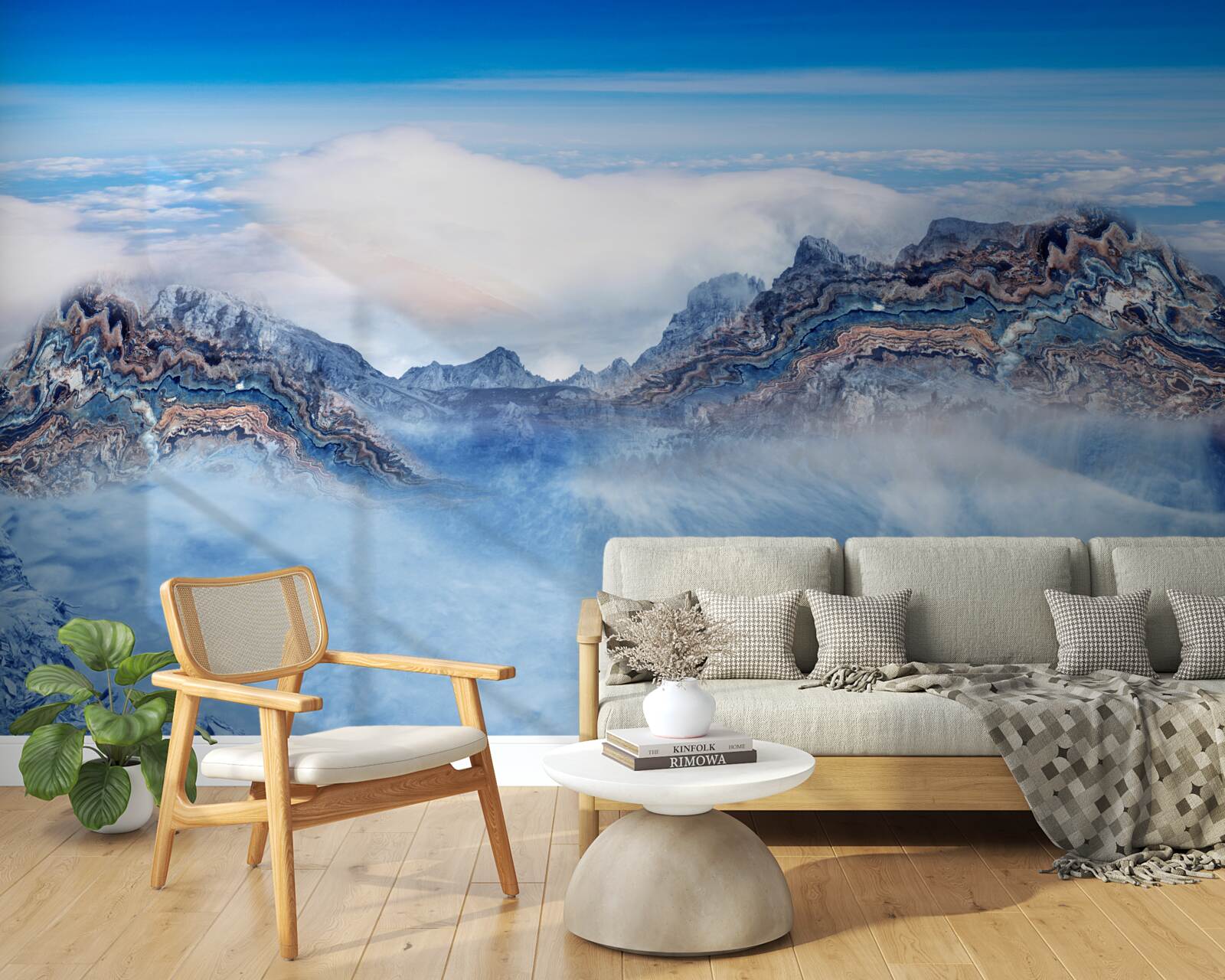 Fototapet vârfurile stâncoase sunt învăluite în ceață groasă