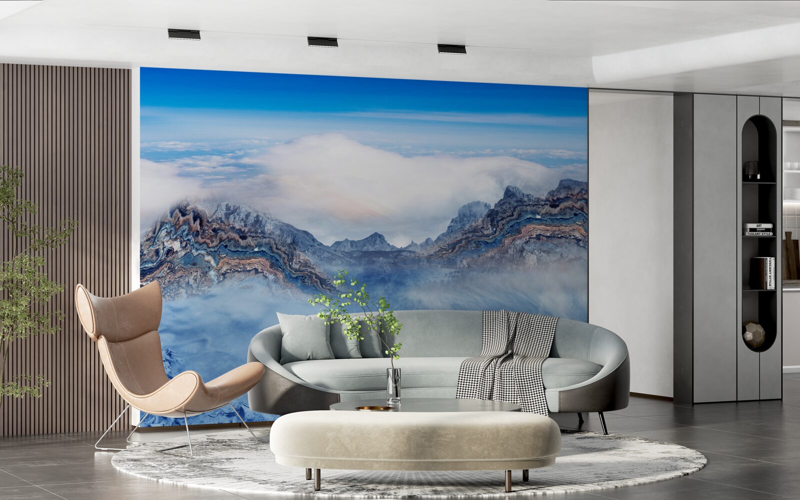 Fototapet vârfurile stâncoase sunt învăluite în ceață groasă