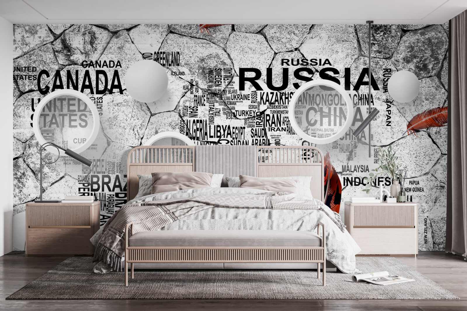 Fototapet stilouri și nume de țări