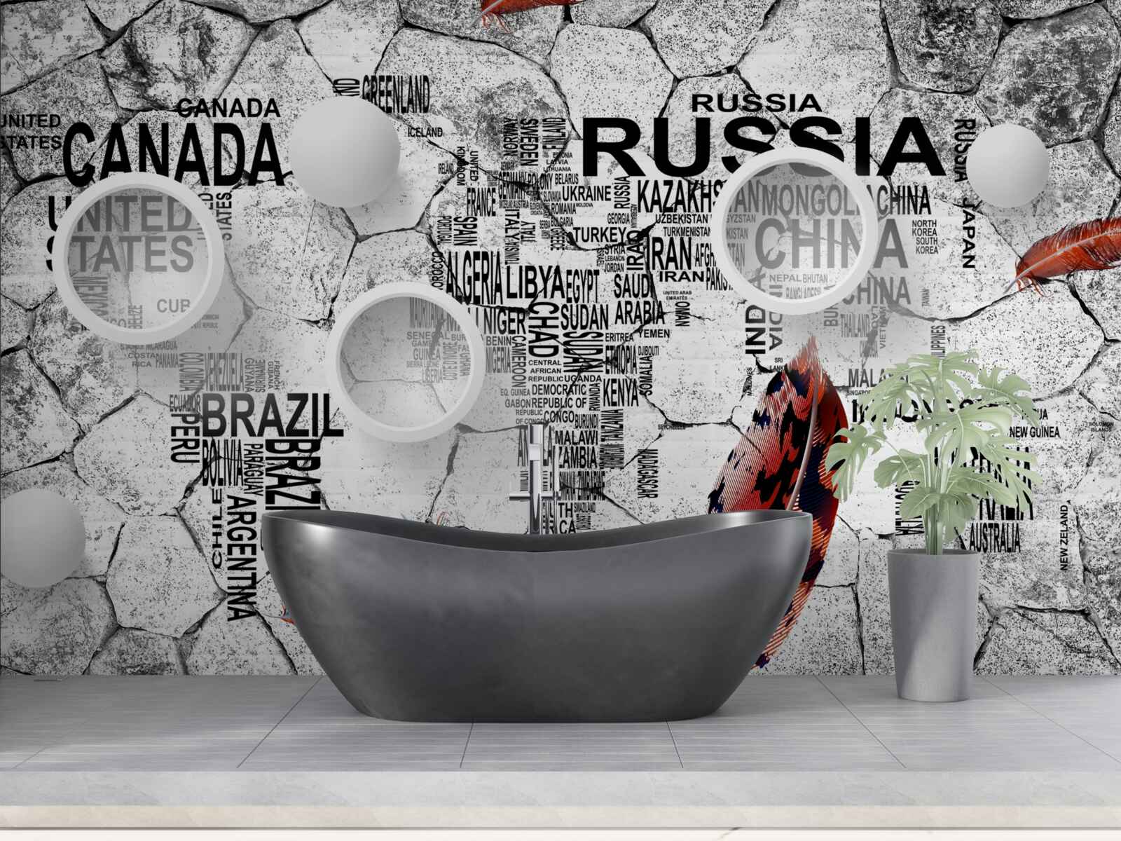 Fototapet stilouri și nume de țări