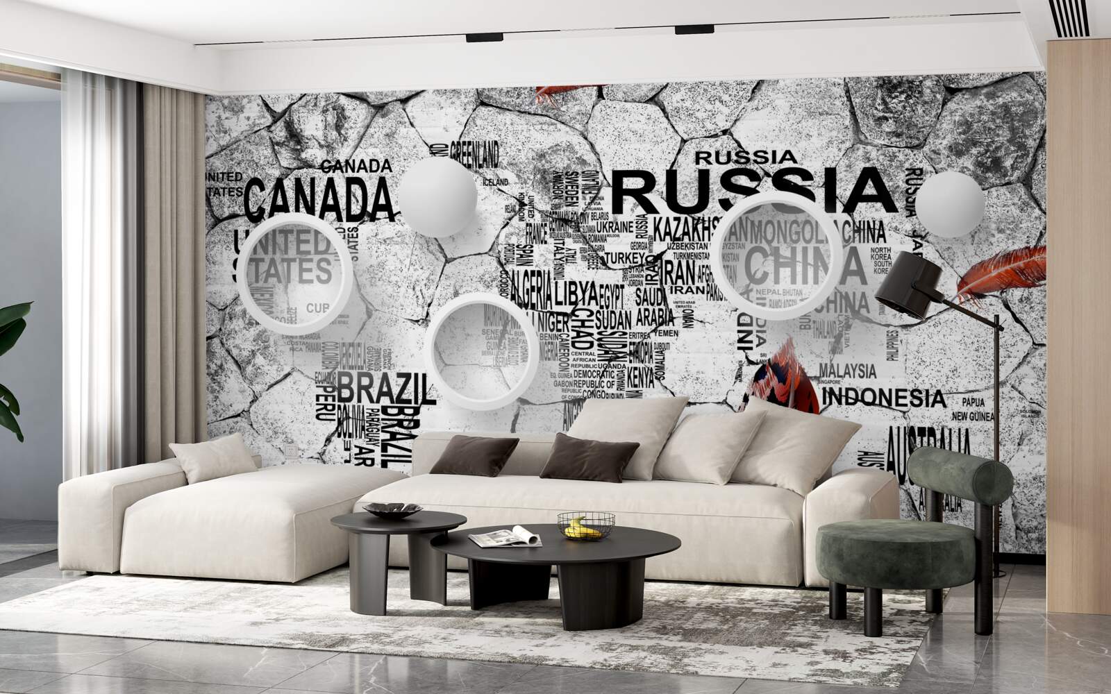 Fototapet stilouri și nume de țări
