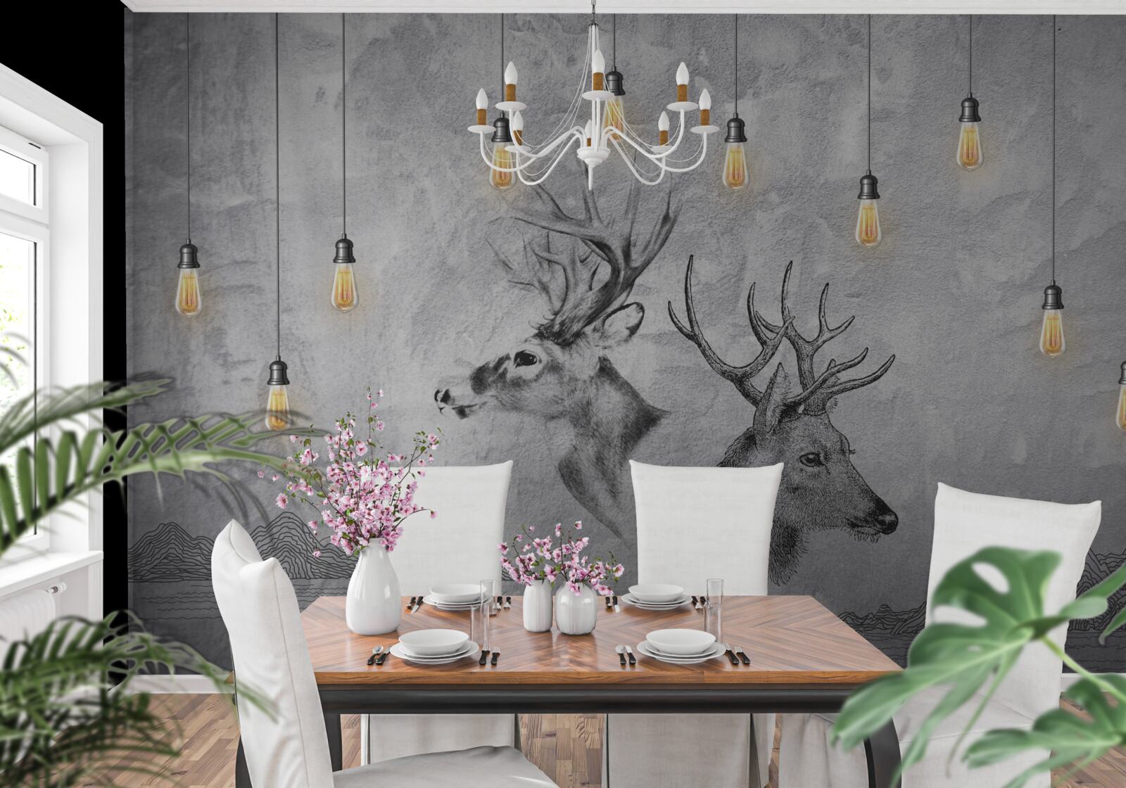 Fototapet o familie de căprioare pe fundalul naturii devine un portret pitoresc