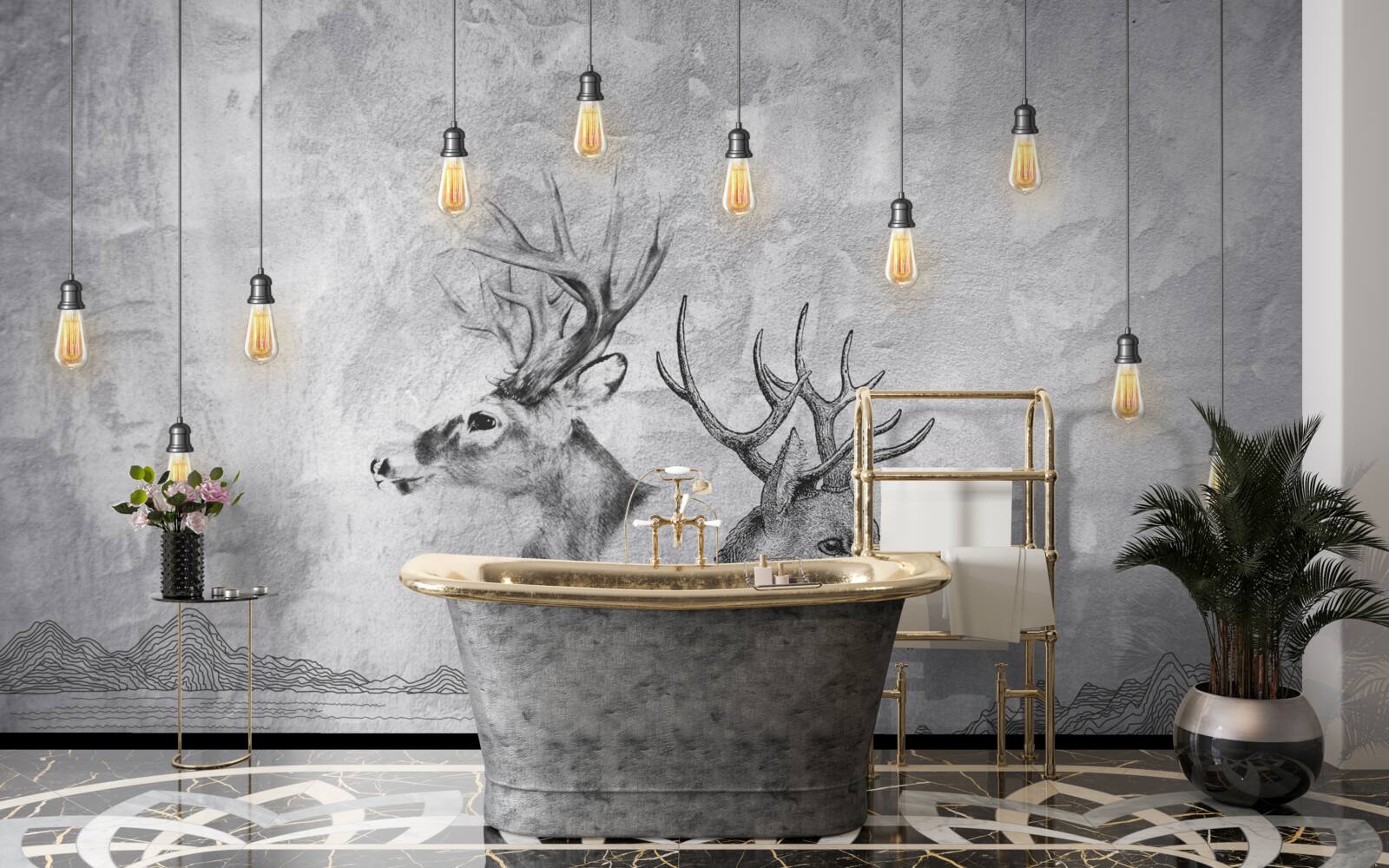 Fototapet o familie de căprioare pe fundalul naturii devine un portret pitoresc